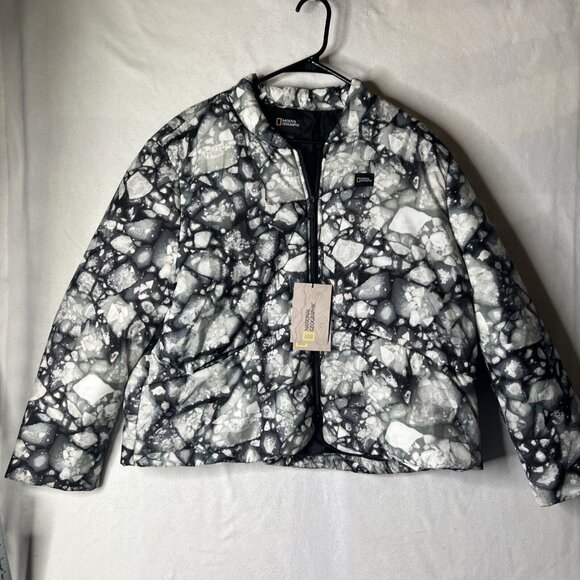 Disney+National Geographic Polar Ice Woman’s Puffer Bomber Jacket Size XL
